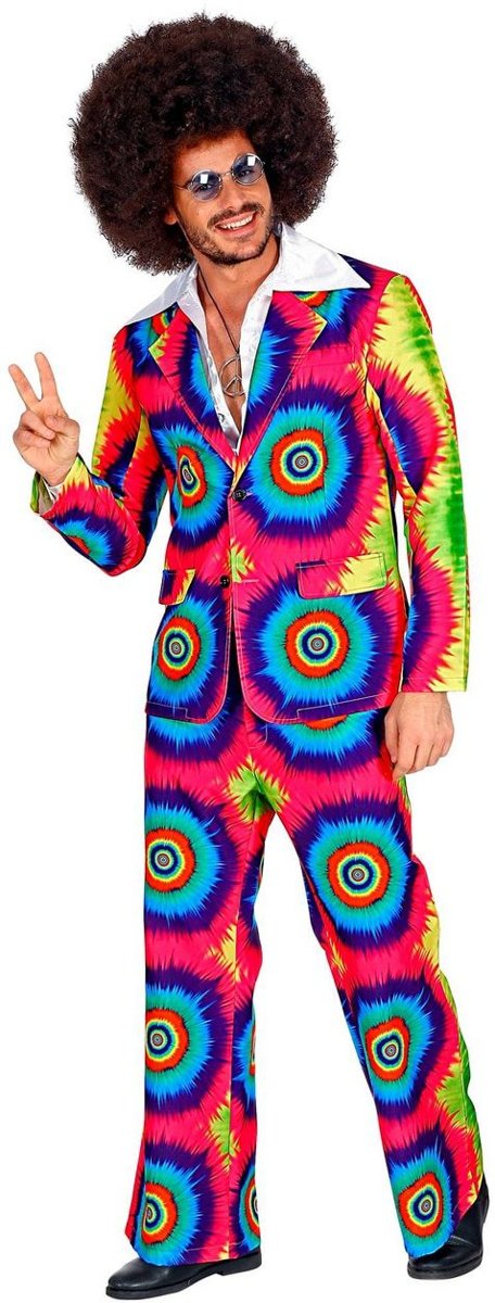 Hippie Kostuum | Psychedelisch Tie Dye Jaren 60 | Man | Large | Carnaval kostuum | Verkleedkleding